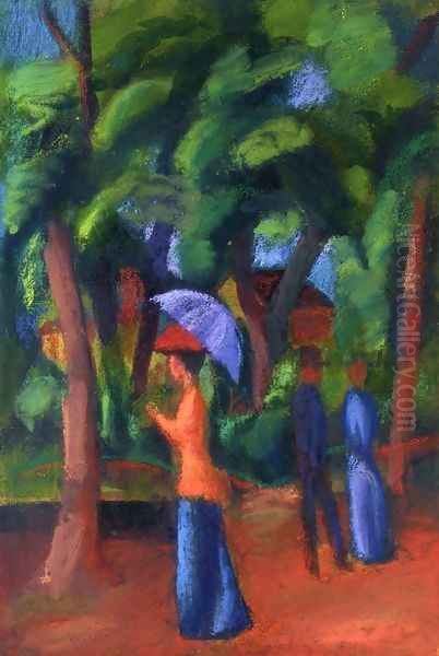 Walking in the Park Oil Painting by August Macke