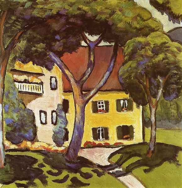 Staudacher's House at Tegernsee Oil Painting by August Macke