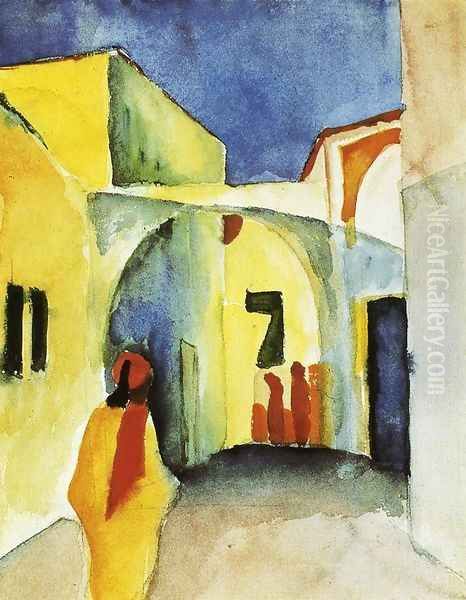 View of an Alley Oil Painting by August Macke