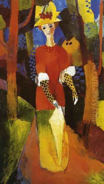 Woman in Park Oil Painting by August Macke