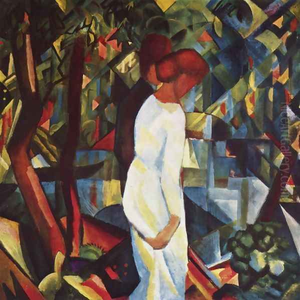 Paar im Walde Oil Painting by August Macke