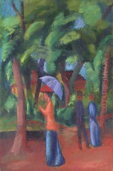 Spaziergang im Park Oil Painting by August Macke