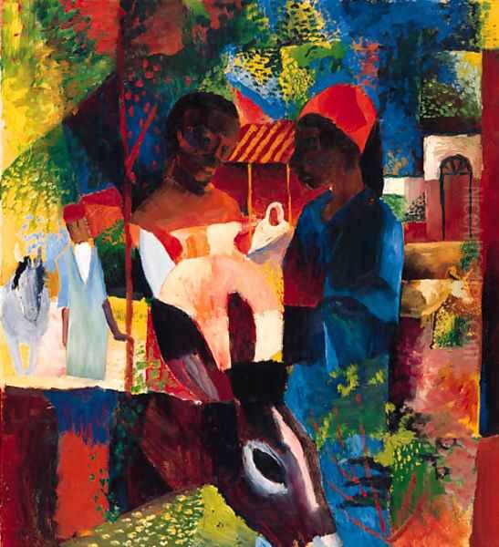 Markt in Tunis Oil Painting by August Macke