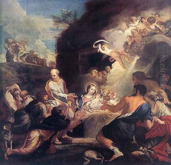 Adoration of the Shepherds 1690s Oil Painting by Carlo Maratti