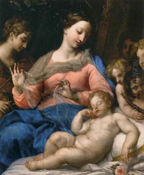 The Sleep of the Infant Jesus, with Musician Angels Oil Painting by Carlo Maratti