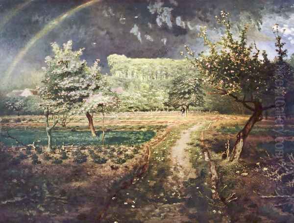 Paysage de printemps avec arc-en-ciel (Le Printemps) Oil Painting by Jean-Francois Millet