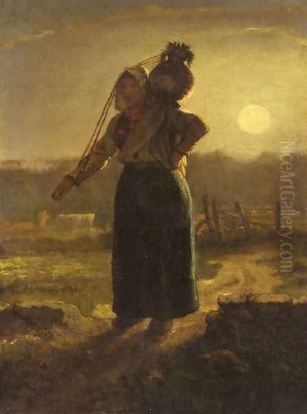 A Milkmaid, c.1853 Oil Painting by Jean-Francois Millet