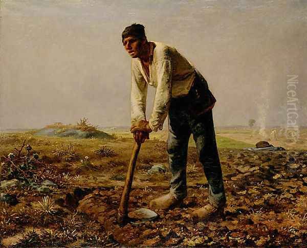 Man With A Hoe Oil Painting by Jean-Francois Millet