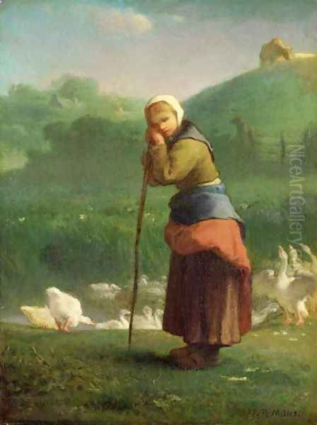 The Goose Girl at Gruchy, 1854-56 Oil Painting by Jean-Francois Millet