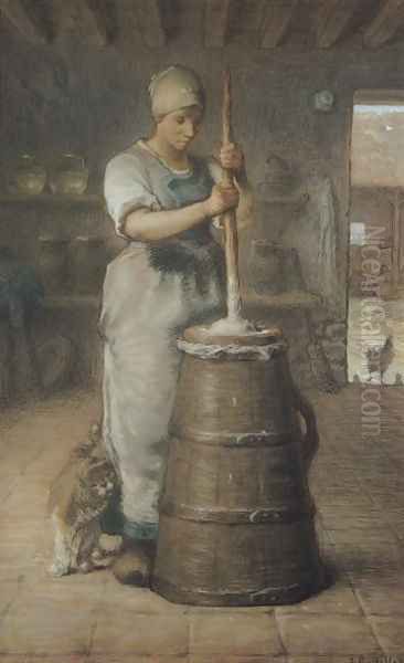 Churning Butter, 1866-68 Oil Painting by Jean-Francois Millet