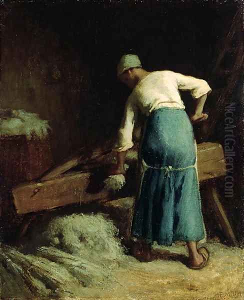 Breaking Flax, c.1850-51 Oil Painting by Jean-Francois Millet