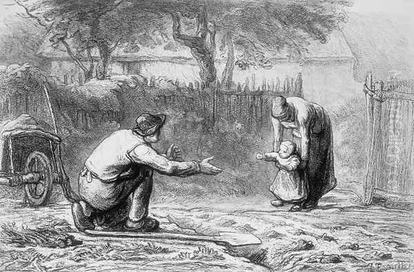 The First Steps Oil Painting by Jean-Francois Millet