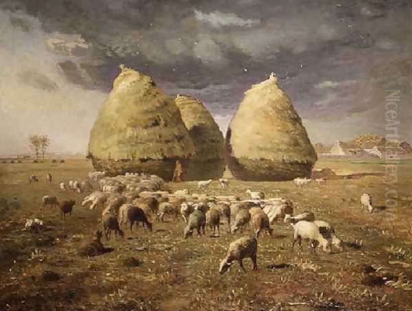 Haystacks, Autumn, 1873-74 Oil Painting by Jean-Francois Millet