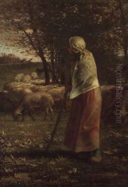 The Little Shepherdess Oil Painting by Jean-Francois Millet