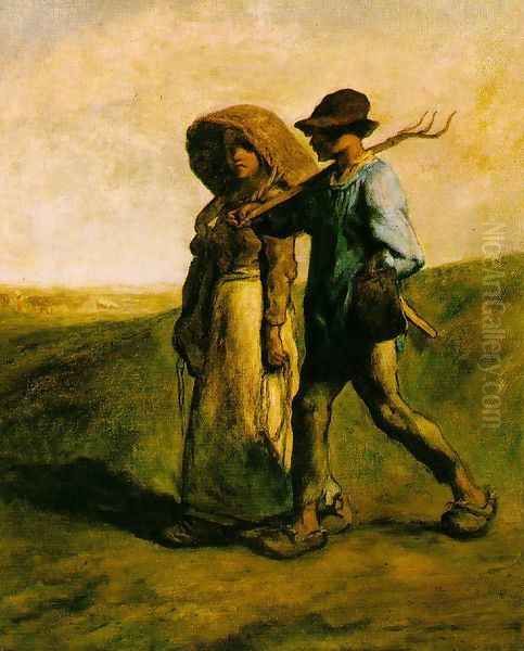 The Walk to Work (or Le Depart pour le Travail) Oil Painting by Jean-Francois Millet