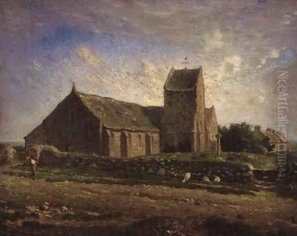 The Church at Greville, c.1871-74 Oil Painting by Jean-Francois Millet