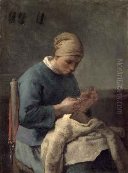 The Seamstress Oil Painting by Jean-Francois Millet