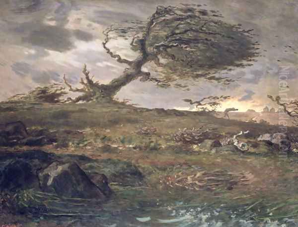 The Gust of Wind, 1871-73 Oil Painting by Jean-Francois Millet