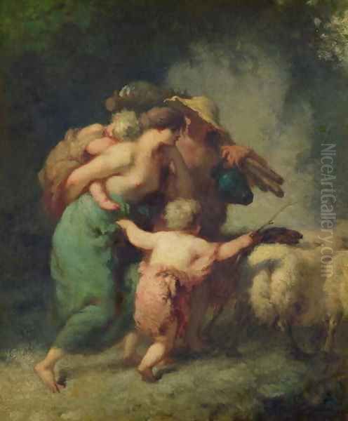 The Return of the Flock Oil Painting by Jean-Francois Millet