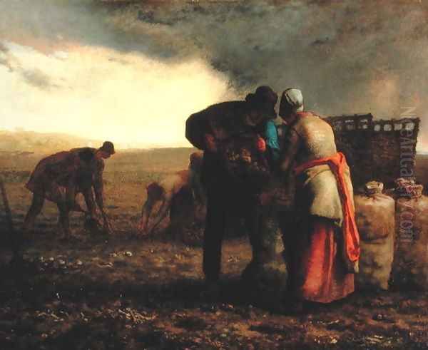 The Potato Harvest, 1855 Oil Painting by Jean-Francois Millet