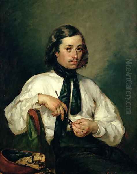 Portrait of Armand Ono, known as The Man with the Pipe, 1843 Oil Painting by Jean-Francois Millet