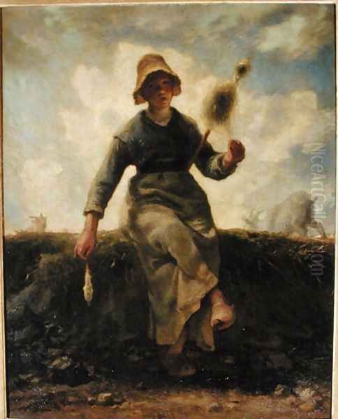 The Spinner, Goatherd of the Auvergne, 1868-69 Oil Painting by Jean-Francois Millet