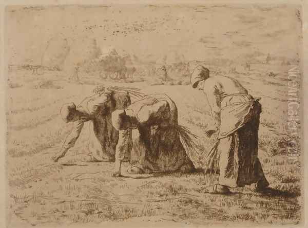 Les glaneuses (Etching) Oil Painting by Jean-Francois Millet