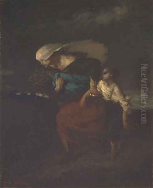 Retreat from the Storm ca 1846 Oil Painting by Jean-Francois Millet