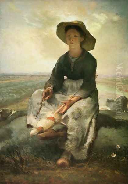 Young Shepherdess Oil Painting by Jean-Francois Millet