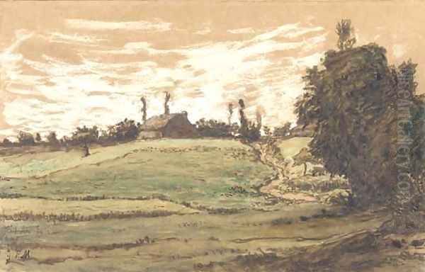 Ferme sur les hauteurs de Vichy Oil Painting by Jean-Francois Millet