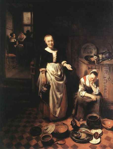 The Idle Servant 1655 Oil Painting by Nicolaes Maes