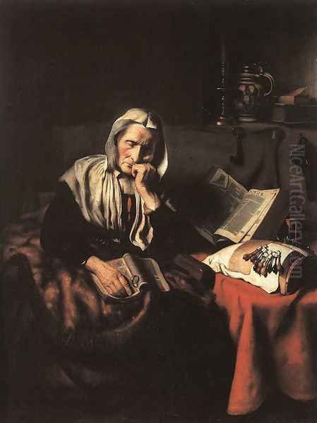 Old Woman Dozing Oil Painting by Nicolaes Maes