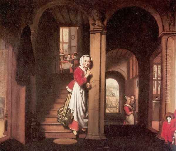 The Eavesdropper 1657 Oil Painting by Nicolaes Maes