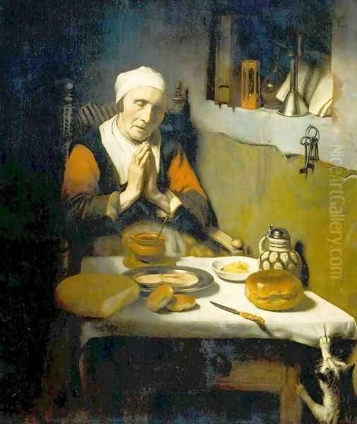 Old Woman at Prayer Oil Painting by Nicolaes Maes