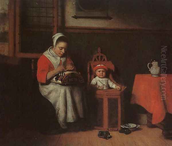 The Lacemaker 1650s Oil Painting by Nicolaes Maes