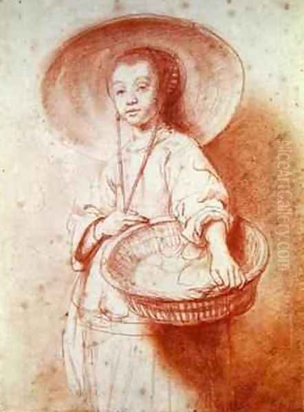 Young Girl with a Basket Oil Painting by Nicolaes Maes