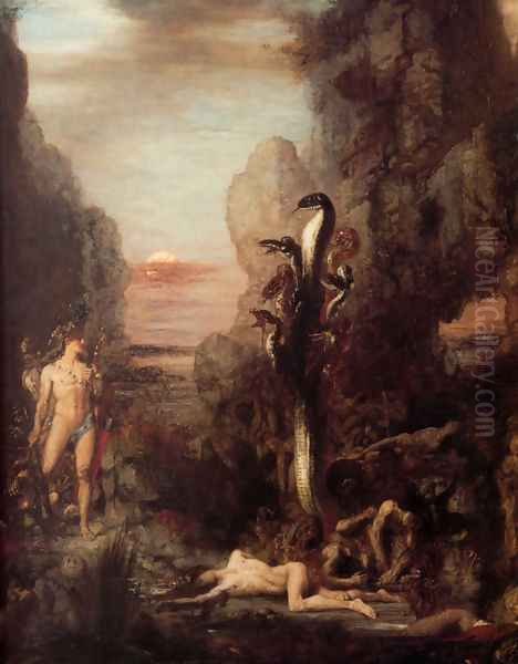 Hercules and the Lernaean Hydra 1869-76 Oil Painting by Gustave Moreau