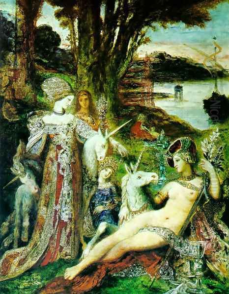 The Unicorns 1887-88 Oil Painting by Gustave Moreau