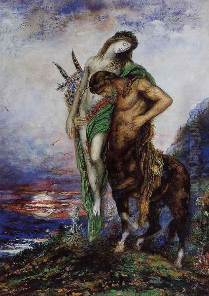 A Dead Poet being Carried by a Centaur Oil Painting by Gustave Moreau