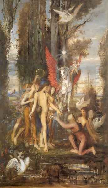 Hesiod And The Muses Oil Painting by Gustave Moreau