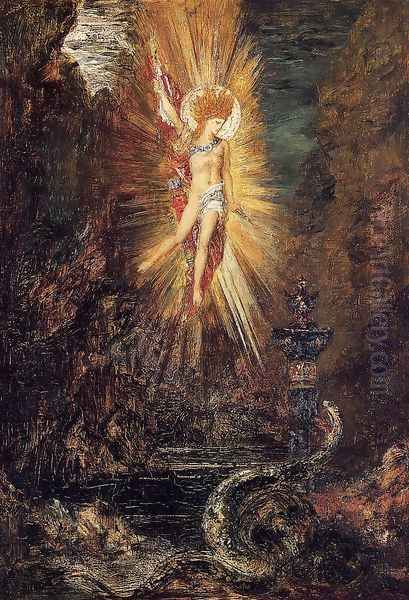 Apollo Vanquishing the Serpent Python Oil Painting by Gustave Moreau