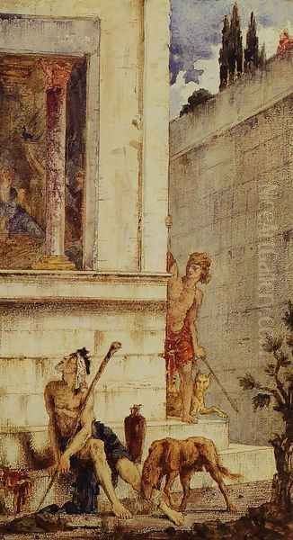 The Wicked Rich and the Poor Lazarus Oil Painting by Gustave Moreau