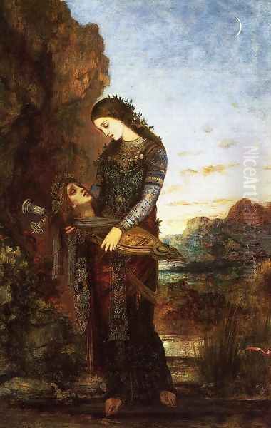 Young Thracian Woman Carrying the Head of Orpheus Oil Painting by Gustave Moreau