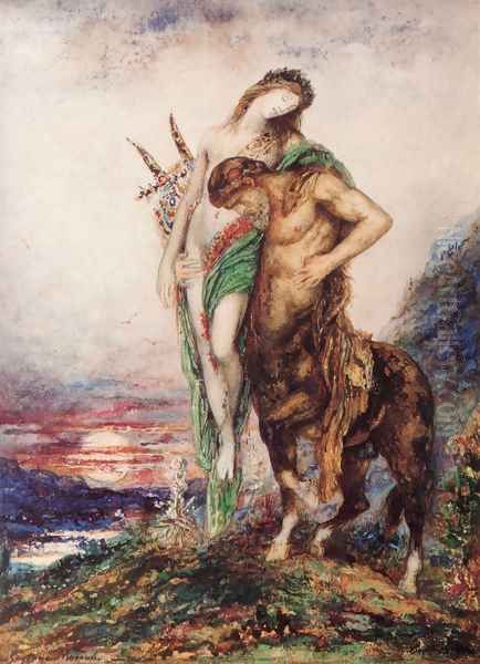 The Dead Poet Borne By A Centaur Oil Painting by Gustave Moreau