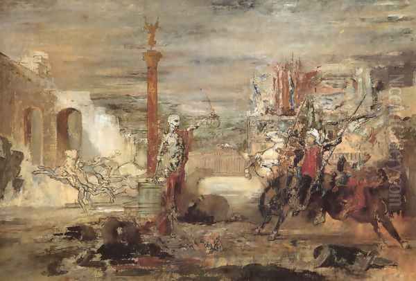 Death Offers Crowns to the Winner of the Tournament Oil Painting by Gustave Moreau