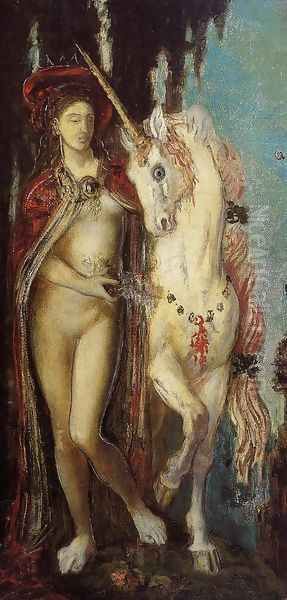 The Unicorn Oil Painting by Gustave Moreau