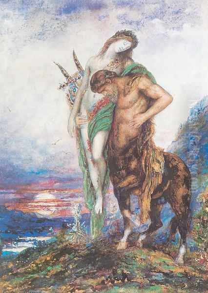 Dead Poet Borne by a Centaur 1890 Oil Painting by Gustave Moreau