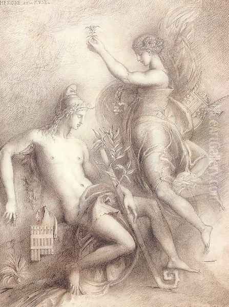 Hesiod and the Muse 1857 Oil Painting by Gustave Moreau