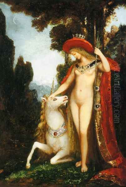 The Unicorne Oil Painting by Gustave Moreau