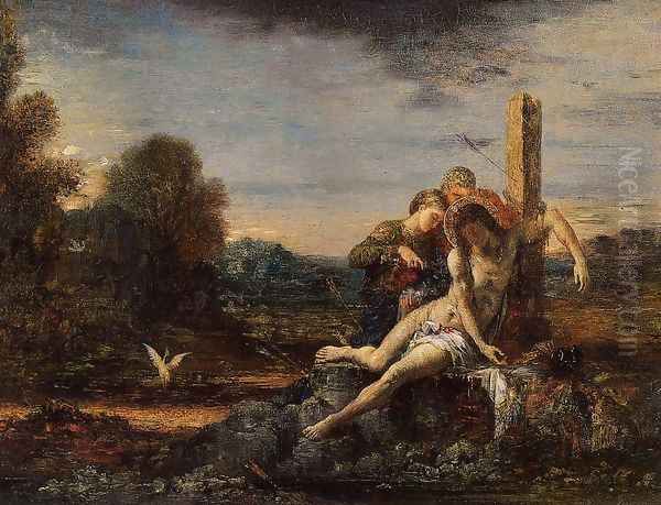 Saint Sebastian being Tended by Saintly Women Oil Painting by Gustave Moreau